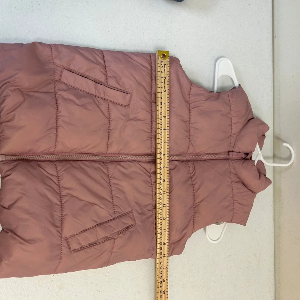 Old Navy Girls Puffer‎ Vest Pink Fleece Lined Quilted Zip Up Mock Neck L 10-12